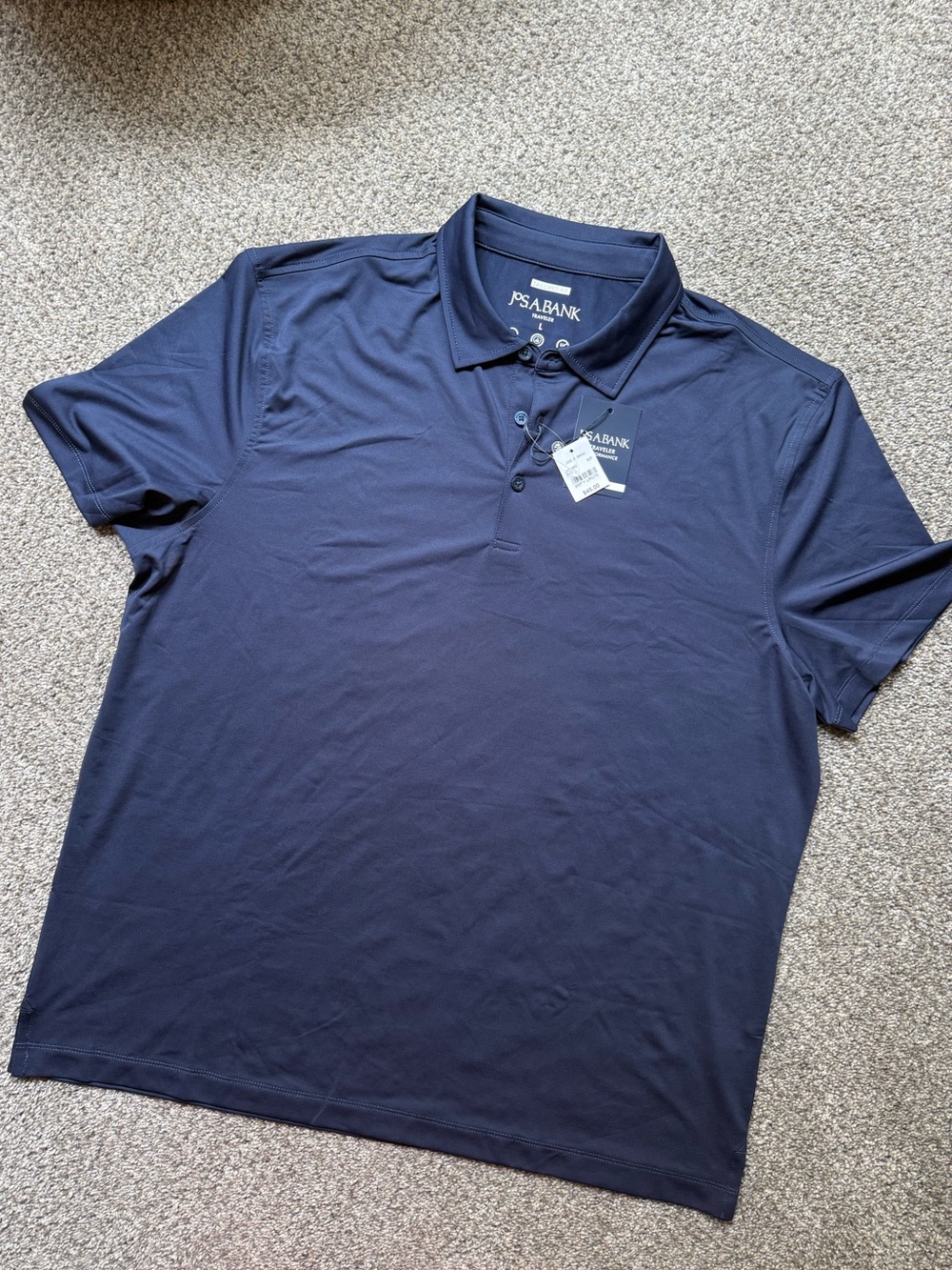 NWT Jos. A. Bank Traveler Men's Navy Performance Polo, Tailored Fit, size Large